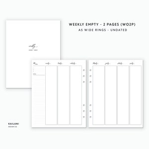 A5 Wide Weekly Planner Inserts, Erin Condren Inserts, Week on Two Pages, Printable Weekly Planner, Undated Weekly, A5 Wide Insert