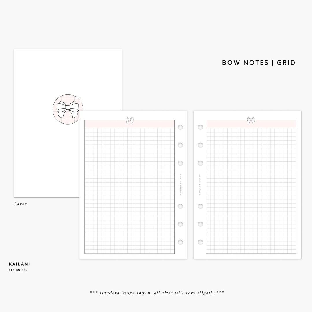 A5 Wide Notes Grid, A5 Wide Grid Inserts, Notes, Journal, To-do Lists ...