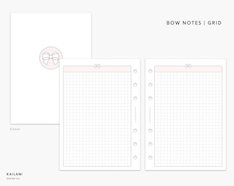 A5 Wide Grid Notes Inserts, Floral Lined Journal (PDF Pattern)
