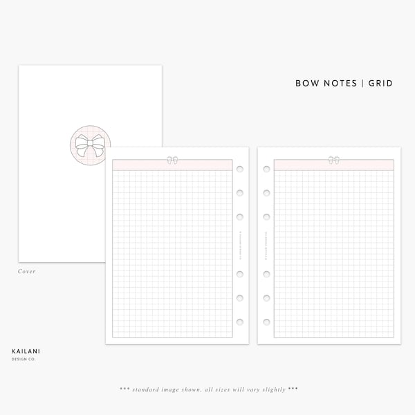 A5 Wide Notes Grid, A5 Wide Grid Inserts, Notes, Journal, To-Do Lists, A5 Wide Grid, A5 Wide BOW