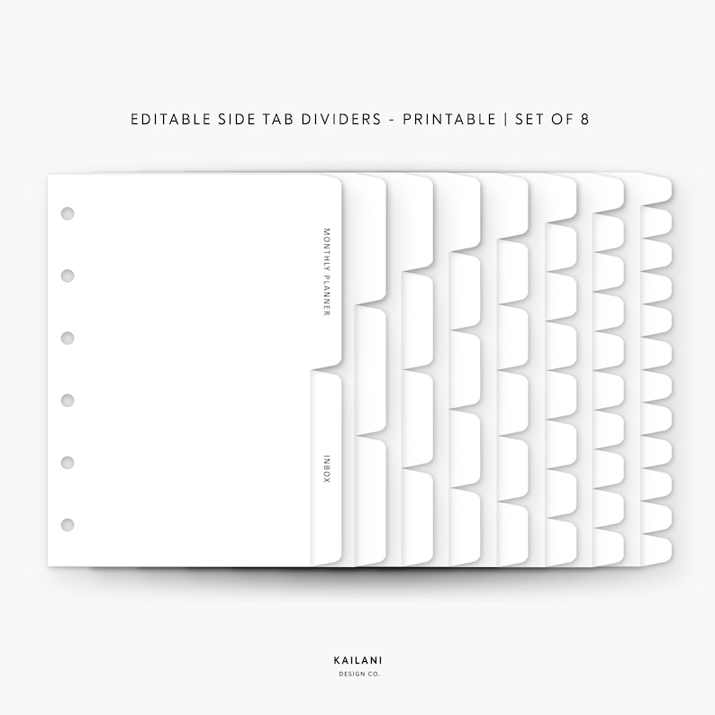 Pocket Editable Dividers Printable Divider Tabs Side Tab Etsy UK