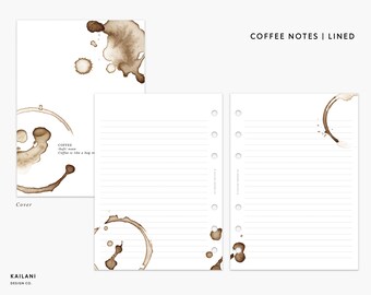 A5 Wide Coffee Notes Lined Inserts (PDF Pattern)