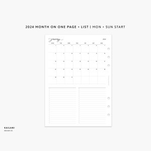 2024 A5 Monthly Planner Printable Insert, Month On One Page Printable, Printable Monthly Planner Inserts, A5 Planner Printable Monthly