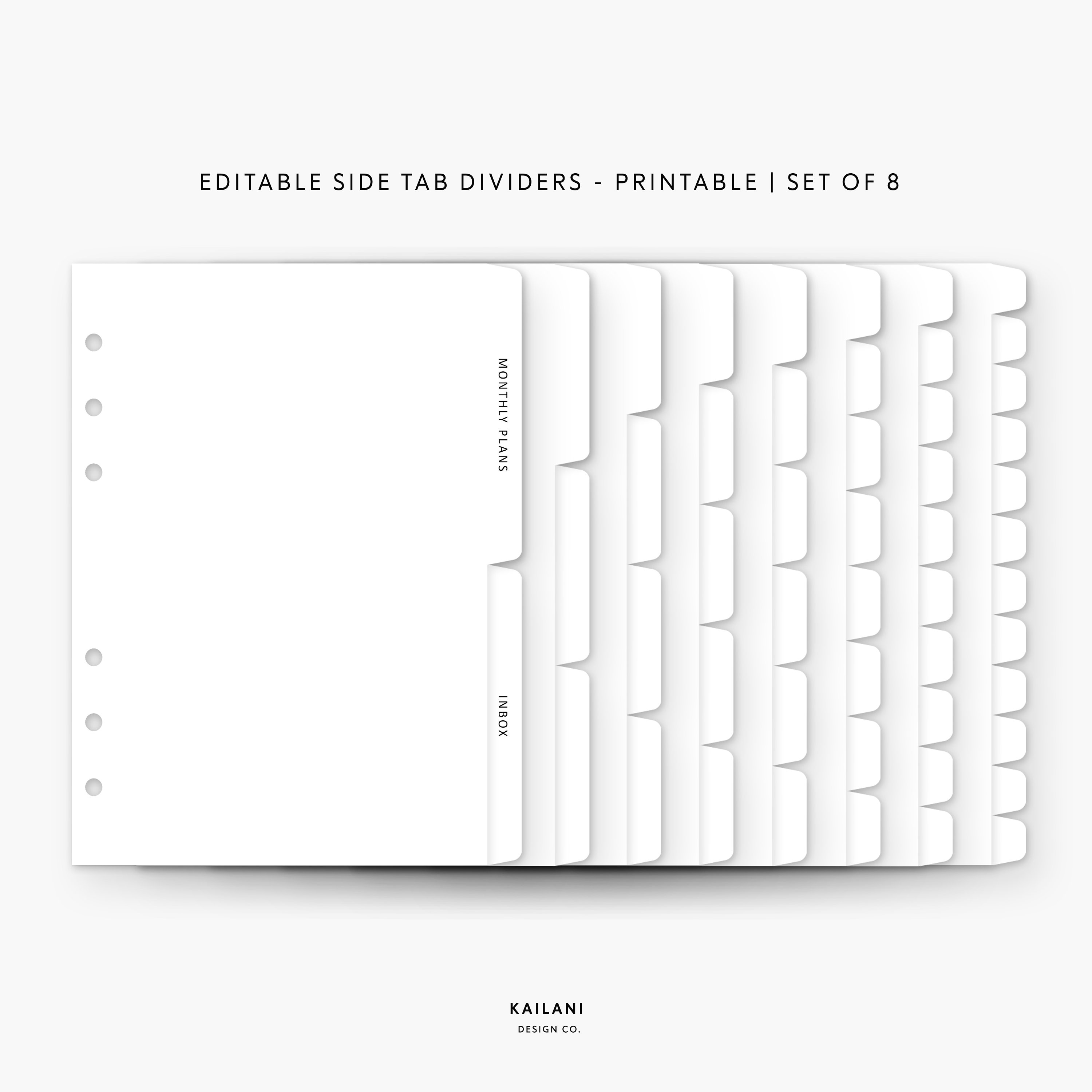 6 Blank Tabbed Dashboards Personal Wide Editable Dividers Template PDF