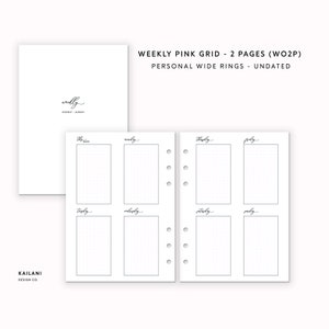 Personal Wide Weekly Planner Inserts, Erin Condren Inserts, Weekly Agenda, Weekly Planner Printable, Week on two Pages, Undated Weekly