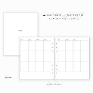 A5 Wide Weekly Planner Erin Condren Inserts, Week on Two Pages, Printable Weekly Planner, Undated Weekly, A5 Wide Insert