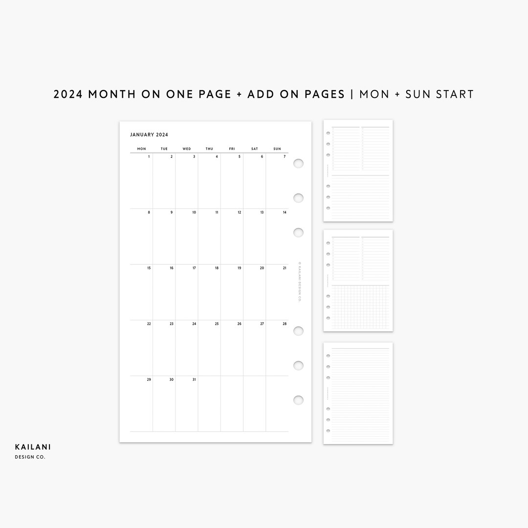FCC 2024 Month on One Page, FC Compact Agenda, MO1P, Monthly Planner