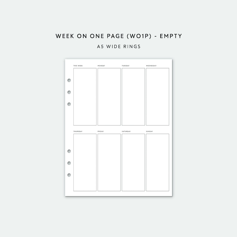 A5 Wide Weekly Planner Inserts Erin Condren Inserts Week on Etsy