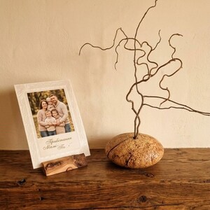 Handcrafted Beech Wood Bud Vase & Apple Wood Photo Holder Set | Minimalist Rustic Decor