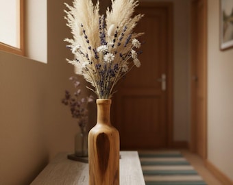 Jarrón de madera maciza de nogal, jarrón minimalista con forma de capullo, decoración escandinava japonesa, 25 cm
