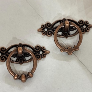Vintage Ring Drop Pull Cabinet Handle, Bronze Drawer Ring Pull, Antique Style Cupboard Handle, Furniture Hardware