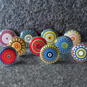 Mandala multicoloured ceramic drawer mosaic knob vintage cabinet knob wardrobe cabinet handle pull sets of 2/4/6/8/10/12/14/16/18/20/22/24