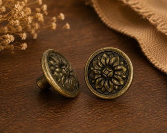 Tiradores de latón estilo vintage para armarios, pomos de latón con forma de rosa para cajones, tiradores de latón con forma de flor para armarios, pomos para cómodas y tiradores para muebles.