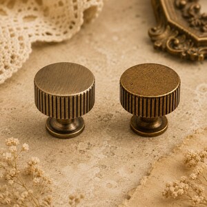 Vintage style brass cabinet knobs, brass drawer knobs, handles pull knurled brass knob pull cabinet handle dresser knobs furniture handles