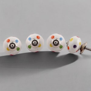 Polka dots multicoloured spotted hand painted drawer knob dotted ceramic knob cabinet knob wardrobe handle cabinet handles knobs for nursery