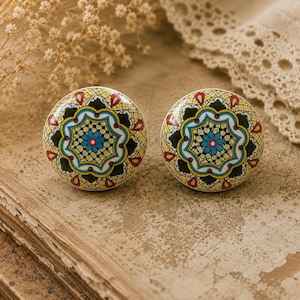 Blue mandala multicoloured drawer knob mosaic ceramic knob cabinet handle blue shabby chic knobs and pull sets of 2