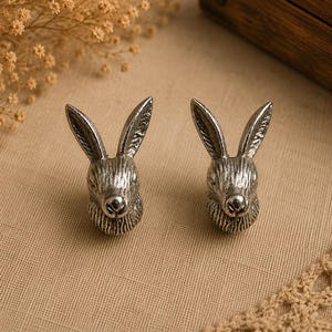 Antique rabbit cast iron drawer knobs hare head cabinet handle silver bronze hare head bunny drawer knob cupboard knob handles set of 2/4/6