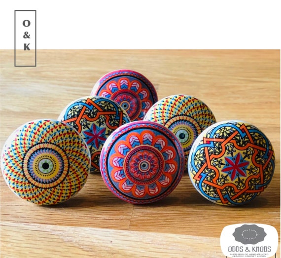 Marrakesh Multicoloured Drawer Knob Mandala Multicoloured Mosaic