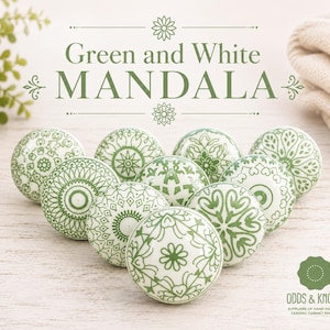 Mandala green and white mosaic drawer knob ceramic cabinet knob wardrobe handles cabinet handle pull set of 2/4/6/8/10/12/14/16/18/20/22/24