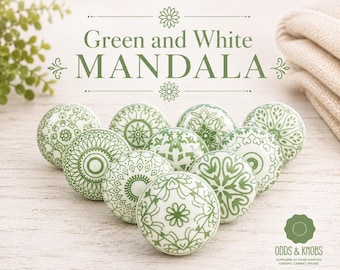 Mandala green and white mosaic drawer knob ceramic cabinet knob wardrobe handles cabinet handle pull set of 2/4/6/8/10/12/14/16/18/20/22/24