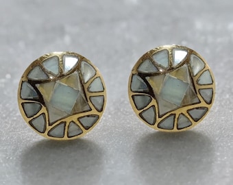 Puxadores de gaveta estilo oriental em madrepérola e latão, puxadores de gaveta e puxadores em ouro e marfim, conjunto de 2/4/6/8