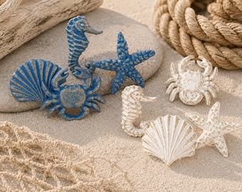 Beach house cabinet knobs,sea shell,starfish drawer knobs,beach shack handles metal pulls cabinet handle dresser knobs iron furniture handle