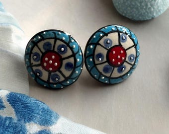 Blauwe handgeschilderde ladeknop turquoise keramische knop blauwe en witte kastgrepen kastgrepen knoppen sets van 2/4/6/8/10/12