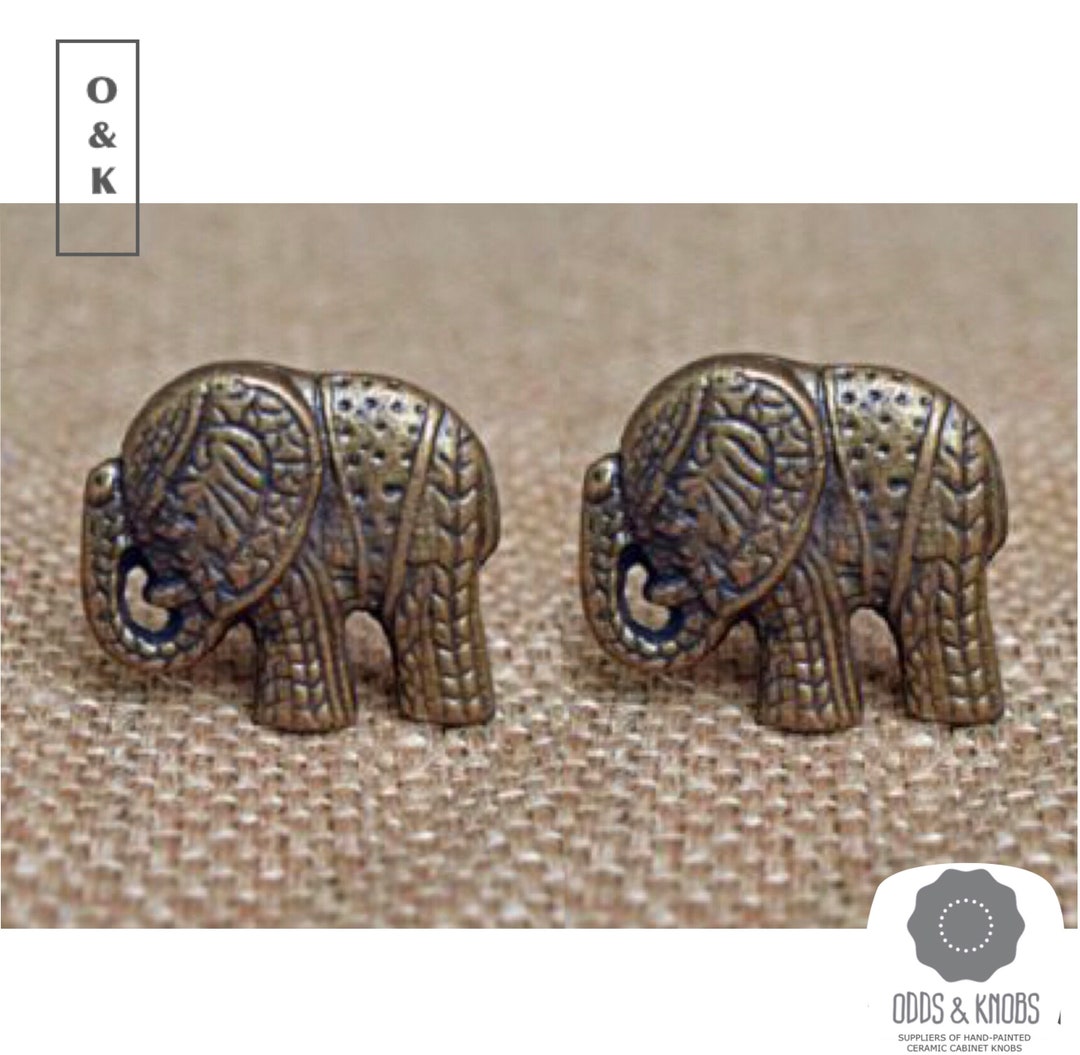 Brass Elephant Drawer Knob Antique Cast Iron Elephant Knob Etsy