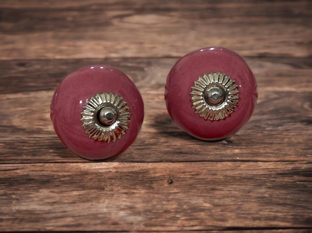 Tiradores de cerámica rosa intenso para armarios, tiradores de cajón rosa cereza, tiradores de armario de estilo vintage, tiradores para armarios de c