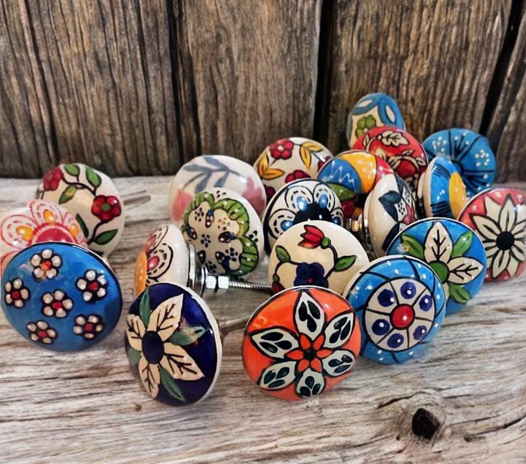 20 Pomelli In Ceramica Vintage Motivo Floreale - Per Porte, Armadi E Cassetti - Foto 8