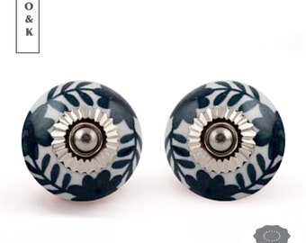 Ornate dark green hand painted drawer knob ceramic knob cabinet knob wardrobe handles cabinet handles knobs and pulls set of 2/4/6/8/10/12