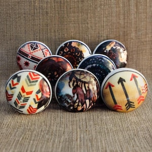 SECONDS Bohemian drawer knob boho chic ceramic knob cabinet knob wardrobe handles cabinet handles bohemian knobs and pulls sets of 2/4/6/8