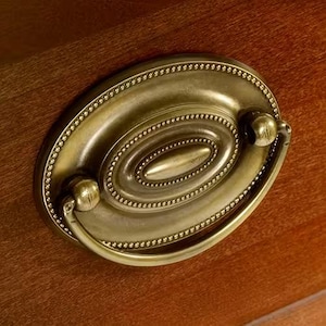 Vintage style brass pull cabinet knobs, oval ring drawer knobs, handles pull brass flower pull cabinet handle dresser knobs furniture handle