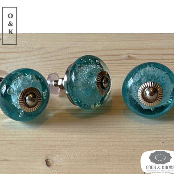 Blue Glass Knob Etsy