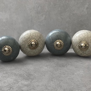 Ceramic crackle glaze drawer knob grey and white crackle knobs grey white cabinet knob cabinet handles set of 2/4/6 SLIGHT SECONDS