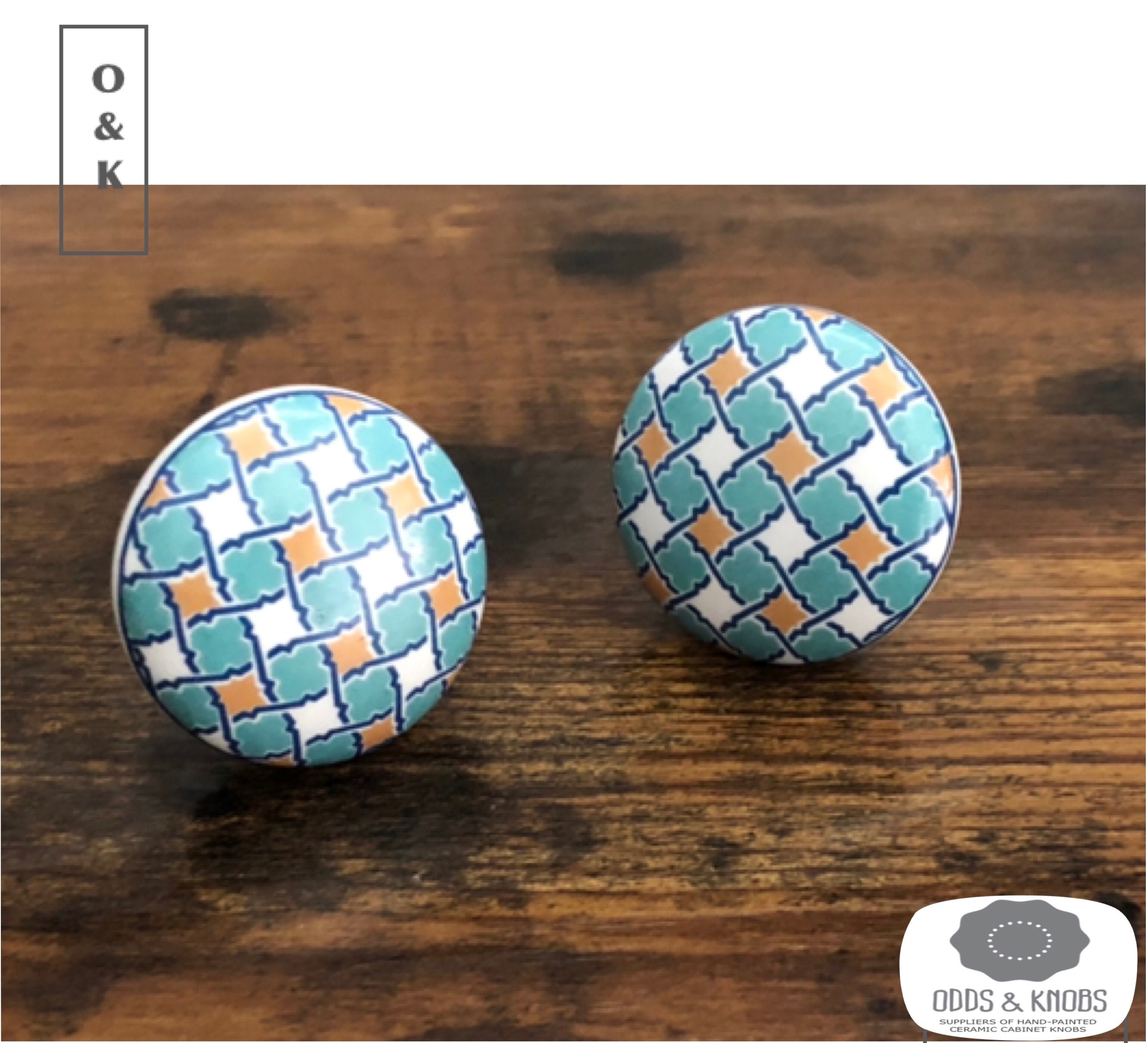 Moroccan mosaic drawer knob blue and gold ceramic knob Etsy
