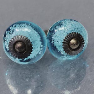 ブルーガラス引き出しノブ クリスタルブルーガラスキャビネットノブ シャビーシックなヴィンテージキャビネットワードローブ ターコイズハンドルとプルセット 2/4/6/8/10/12個