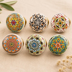 Chunky Marrakesh multicoloured drawer knob mosaic ceramic knob cabinet wardrobe handle and pull set of 2/4/6