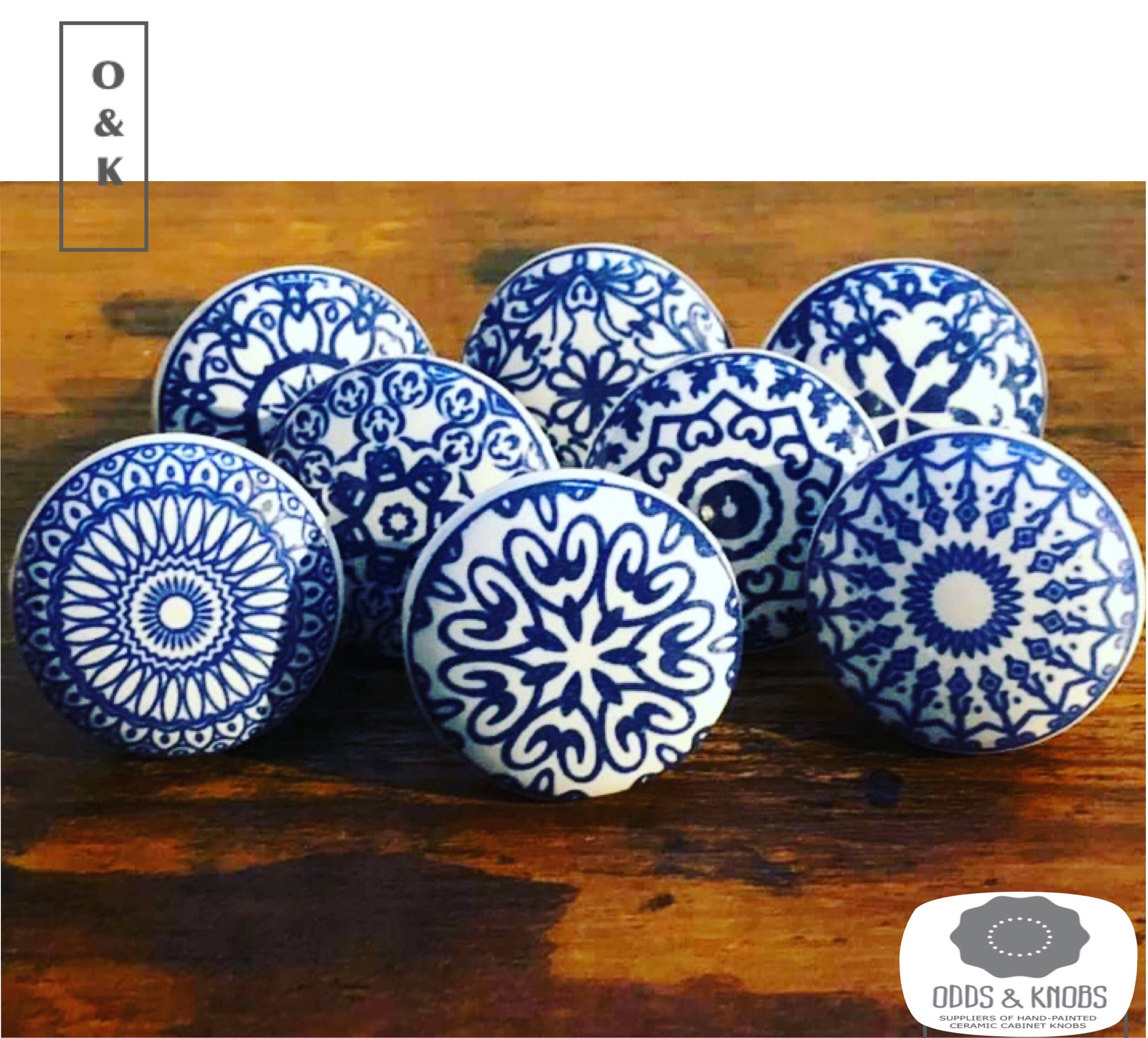 Blue and White Mandala Ceramic Drawer Knob Cabinet Knob Wardrobe