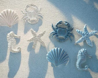Perillas para gabinetes de casas de playa, conchas marinas, perillas para cajones de estrellas de mar, manijas de cabañas de playa, tiradores de metal, manijas para gabinetes, manijas para tocador, manijas de hierro para muebles.