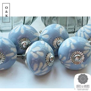 Etched blue grey drawer knob French grey and white ceramic knob cabinet knob wardrobe handles cabinet handle knob pull sets of 4