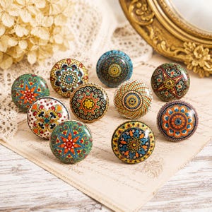 Mandala multicoloured drawer knob mosaic ceramic knob cabinet knob wardrobe handles cabinet handles set of 2/4/6/8/10/12/14/16/18/20/22/24