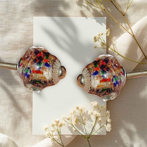 Lollipop knobs clear cut glass drawer knob multicoloured flecks crystal cabinet knob vintage style wardrobe handle sets of 2/4/6/8/10/12