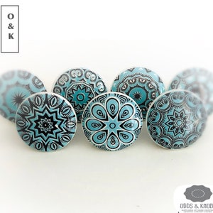 Mandala turquoise drawer knob mosaic teal aqua ceramic cabinet knob wardrobe handle cabinet handle sets of 2/4/6/8/10/12/14/16/18/20/22/24