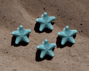 Blue starfish cabinet knobs, beach house drawer knobs, beach shack handles pull pull cabinet handle dresser knobs furniture handle