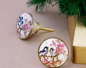 ヴィンテージ キャビネット ホワイト×ピンク アンティーク調クラシック