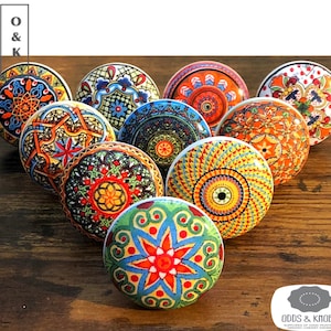 The Original Marrakesh multicoloured drawer knob mosaic ceramic knob cabinet wardrobe handle and pull set of 2/4/6/8/10/12/14/16/18/20/22/24 image 1