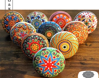 Ensemble de 2/4/6/8/10/12/14/16/18/20/22/24 boutons de tiroir multicolores The Original Marrakesh, mosaïque en céramique, céramique
