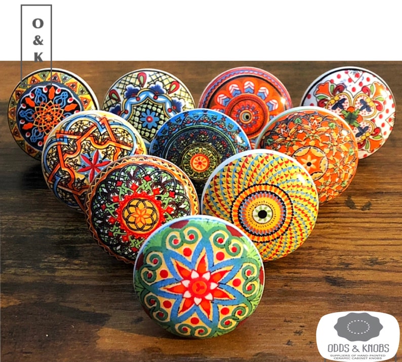 The Original Marrakesh multicoloured drawer knob mosaic ceramic knob cabinet wardrobe handle and pull set of 2/4/6/8/10/12/14/16/18/20/22/24 image 1