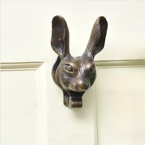 Antique Iron Rabbit Face Door Knocker,animal Shaped Knocker,Rustic Wildlife Home Decor,Woodland Front Door Accent Rustic Animal Door Decor